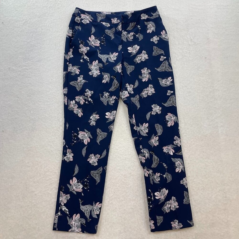 Cynthia Rowley Floral Trouser Pants Women’s Size 6 Navy Blue Multi